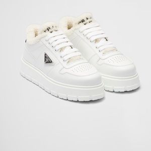 Prada leather and shearling sneaker